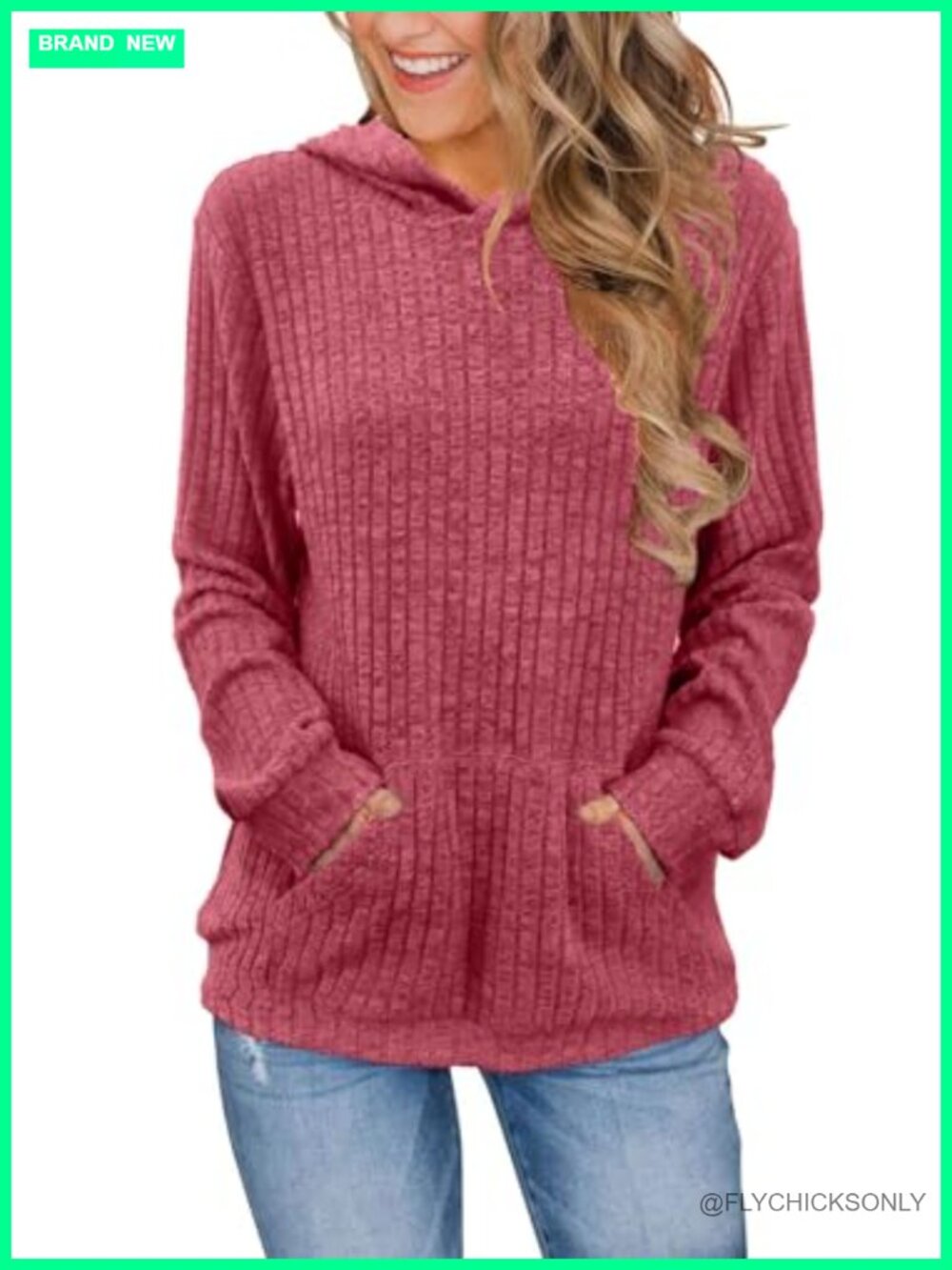 Womens Long Sleeve Hoodie Kangaroo Pocket Pullover Sweatshirt Loose Fit